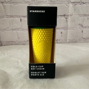 Starbucks Bright Yellow Pineapple Studded Cold Cup Keychain From Hawaii